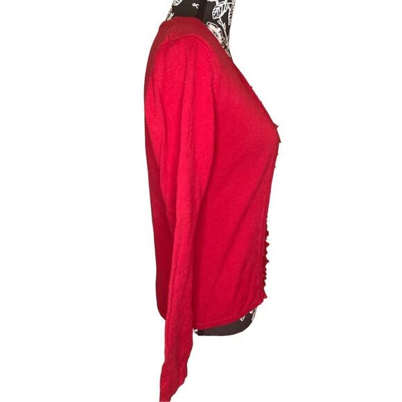 Notations Ruffled Sweater Sheer Stripes Winter Everyday Preppy - Picture 4 of 14